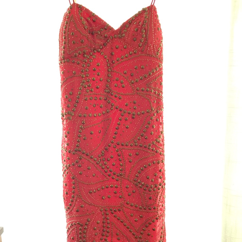 Embellished Coral Short Dress